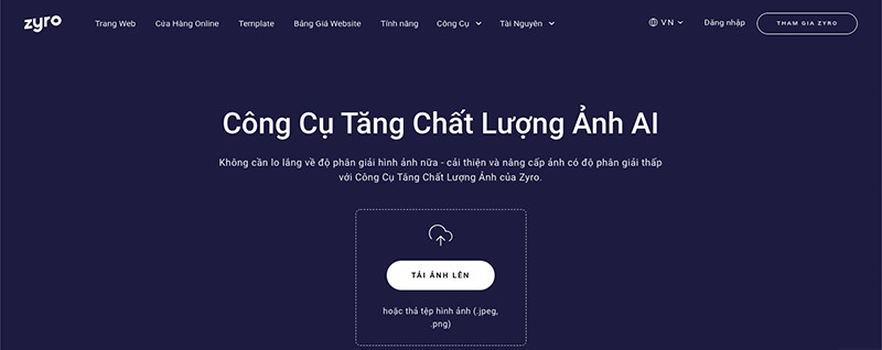 Zyro - Tăng chất lượng ảnh online