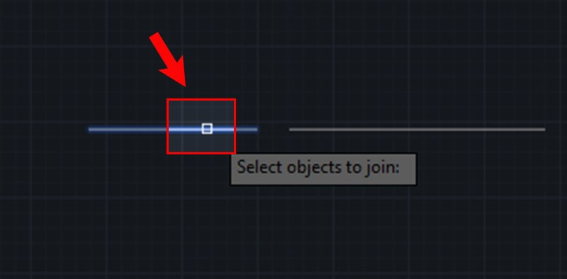 alt: Bước 3 của lệnh Join trong AutoCAD - chọn các đoạn thẳng cần nối