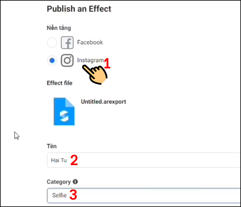 alt: Đăng tải filter lên Instagram