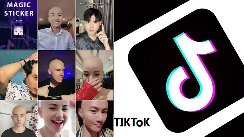 alt: Hình ảnh minh họa hiệu ứng đầu trọc trên TikTok