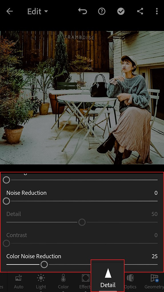 alt: Khử nhiễu ảnh trong Lightroom Mobile