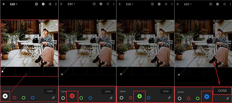 alt: Sử dụng công cụ Curve trong Lightroom Mobile