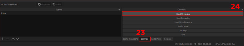 alt text: Bắt đầu livestream trên OBS Studio
