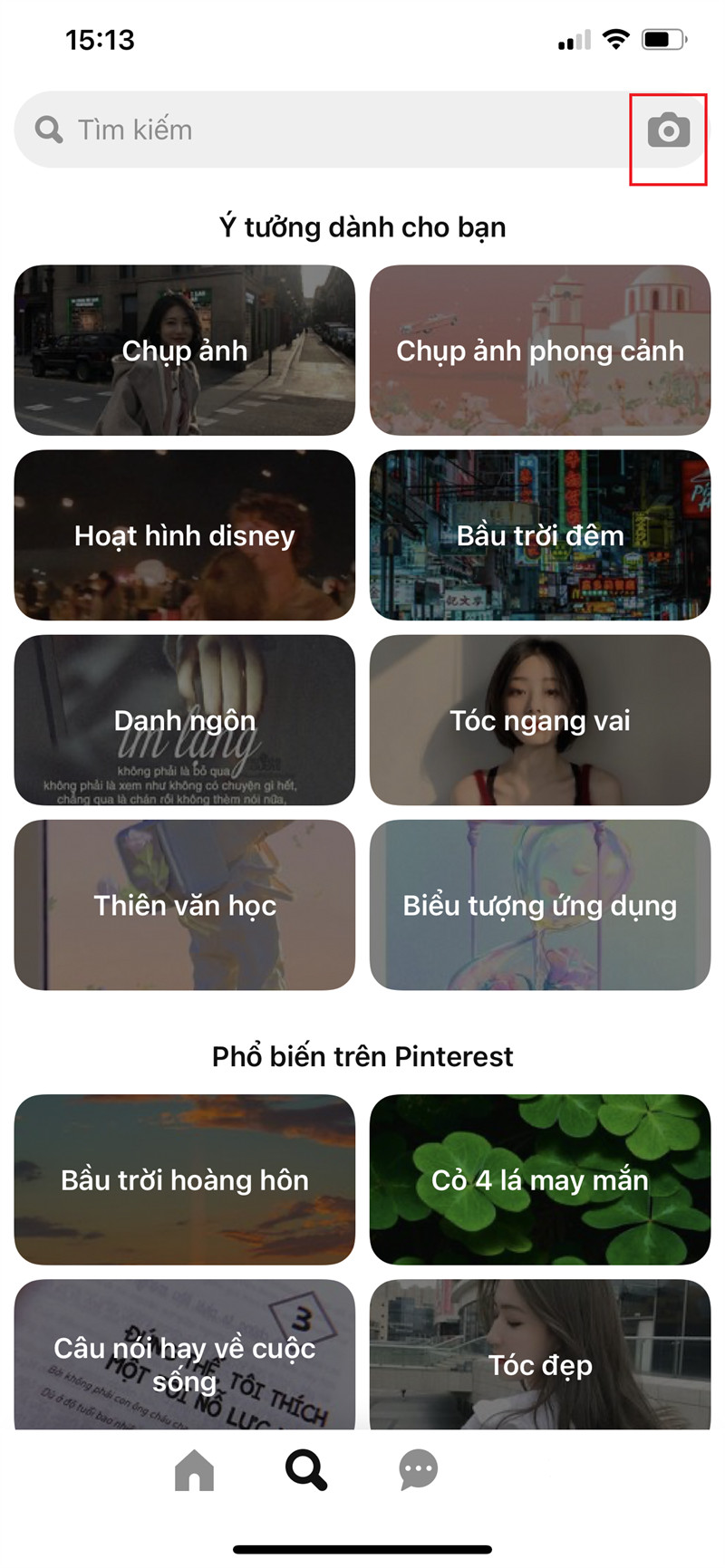 alt text: Biểu tượng camera trên Pinterest