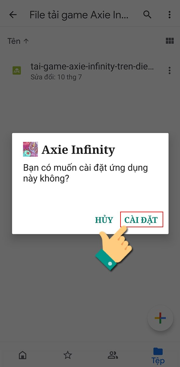 Alt text: Cài đặt Axie Infinity trên Android