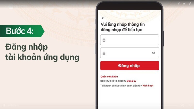 alt text: Đăng nhập ứng dụng VNeID