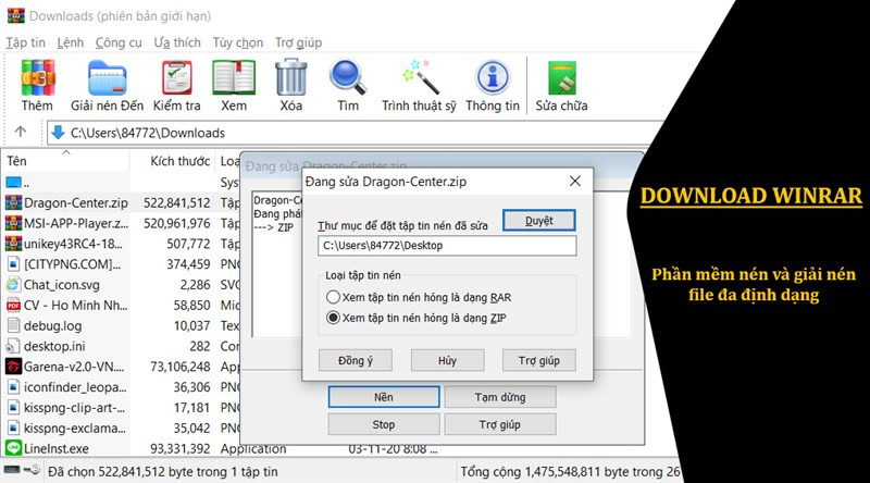 Alt text: Download WinRAR - phần mềm nén và giải nén file dữ liệu