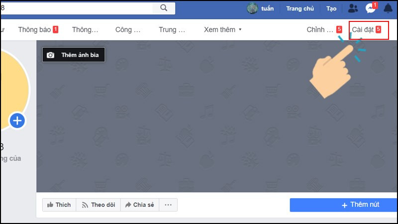 alt text: Giao diện cài đặt Fanpage Facebook trên máy tính