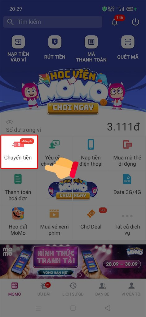 alt text: Giao diện chuyển tiền MoMo