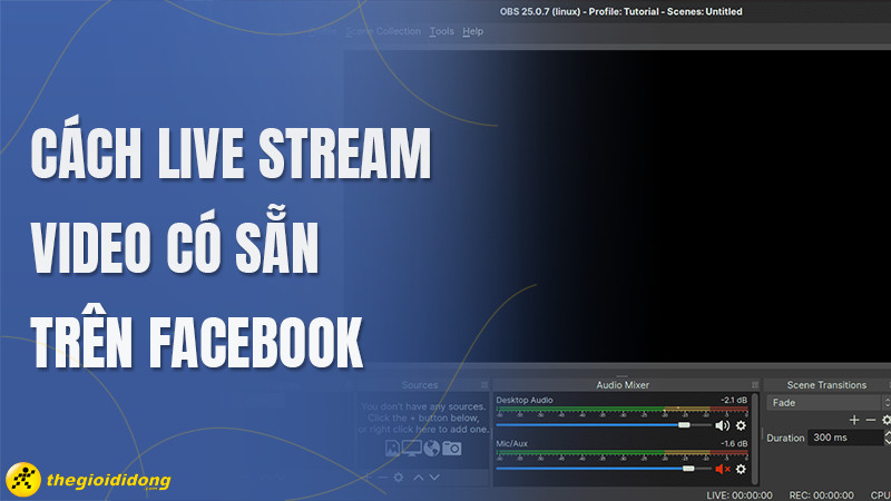 alt text: Hình minh họa cách livestream video có sẵn trên Facebook