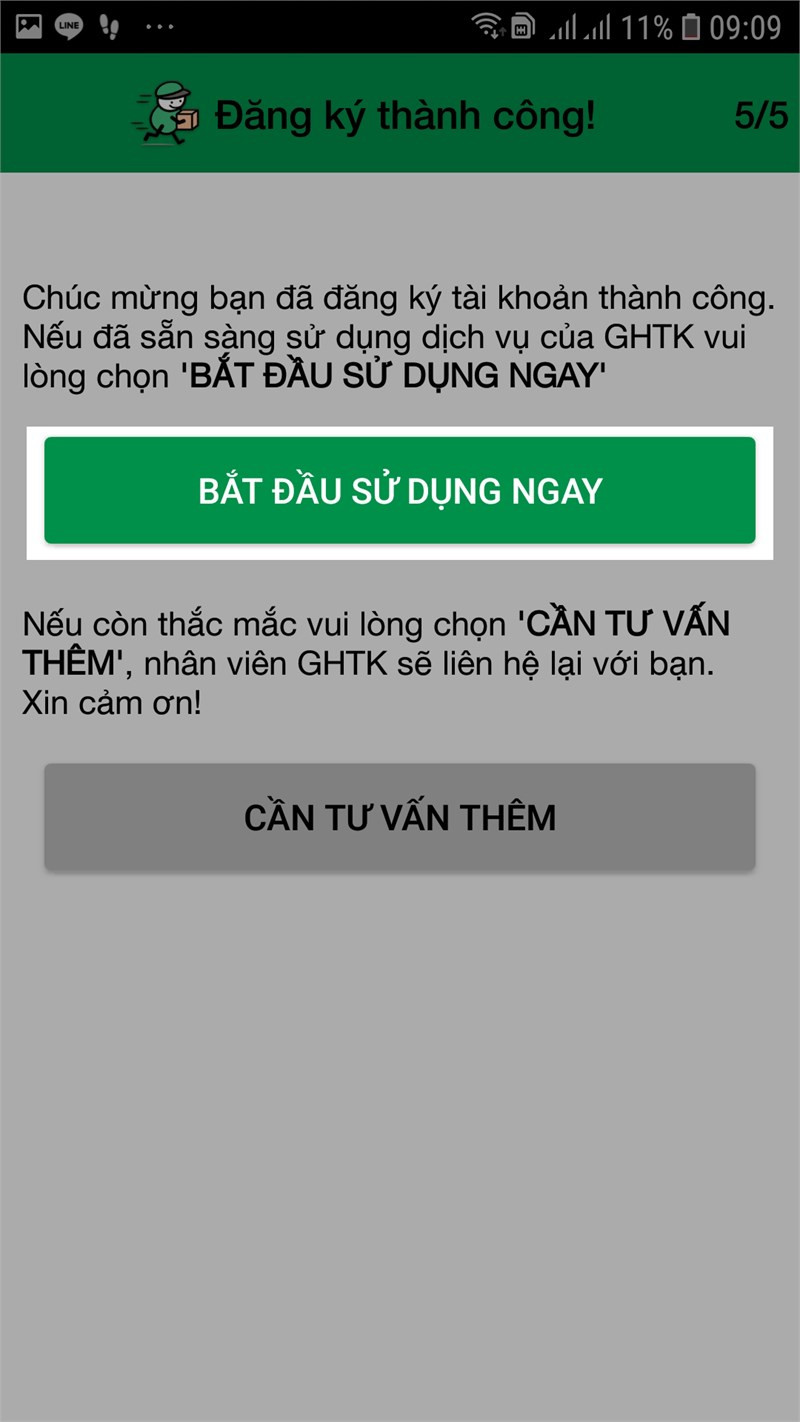 alt text: Hoàn tất đăng ký Giao Hàng Tiết Kiệm và bắt đầu sử dụng