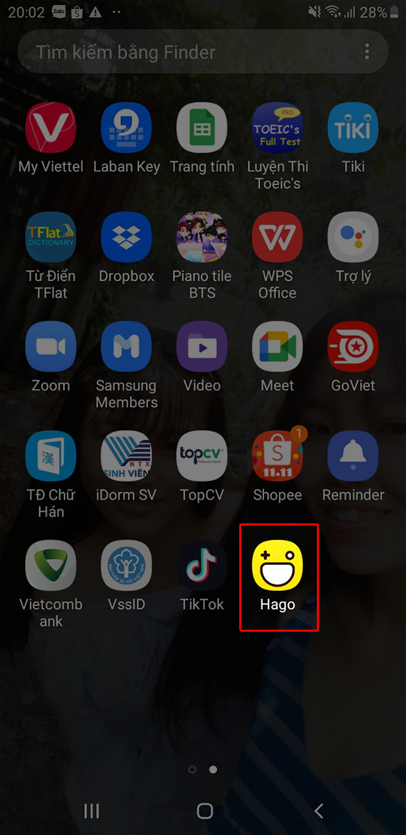 alt text: Mở ứng dụng Hago trên điện thoại