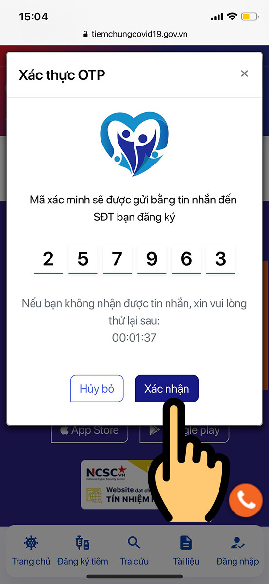 Alt text: Nhập mã OTP