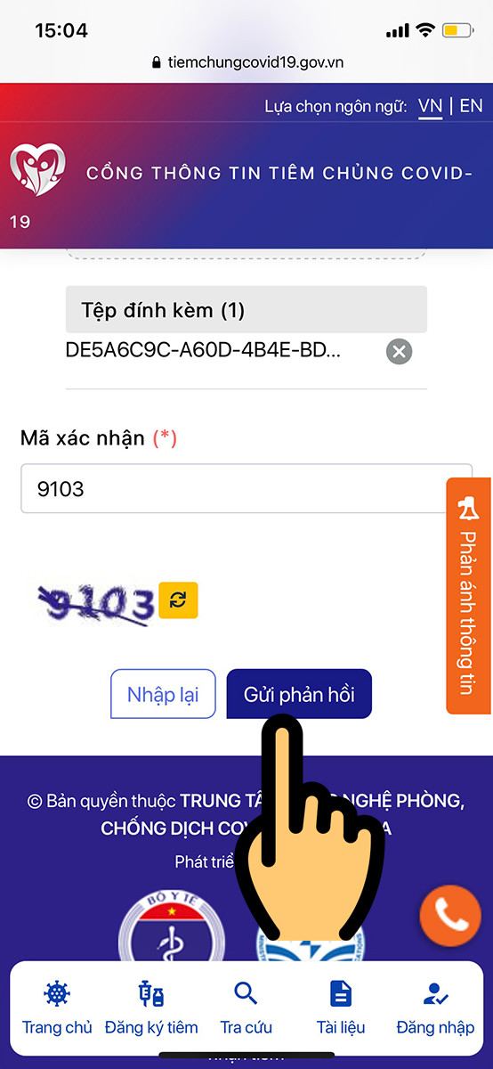 Alt text: Nhập mã xác nhận