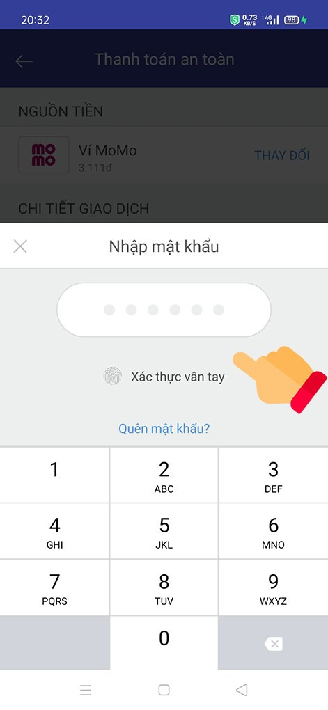 alt text: Nhập mật khẩu MoMo