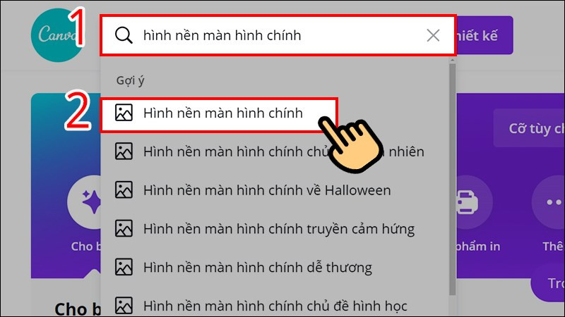 alt text: Tìm kiếm mẫu hình nền trên Canva