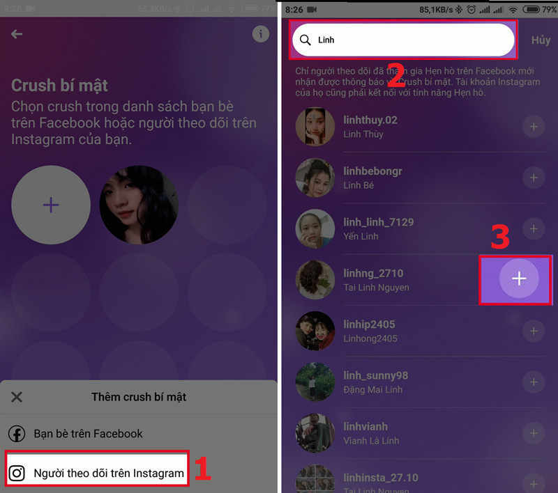 alt: Thêm crush từ danh sách người theo dõi trên Instagram