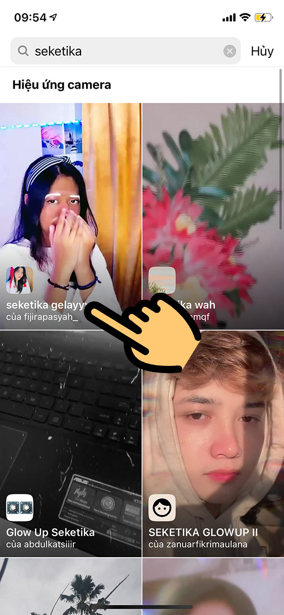 alt: Tìm kiếm filter seketika trên Instagram
