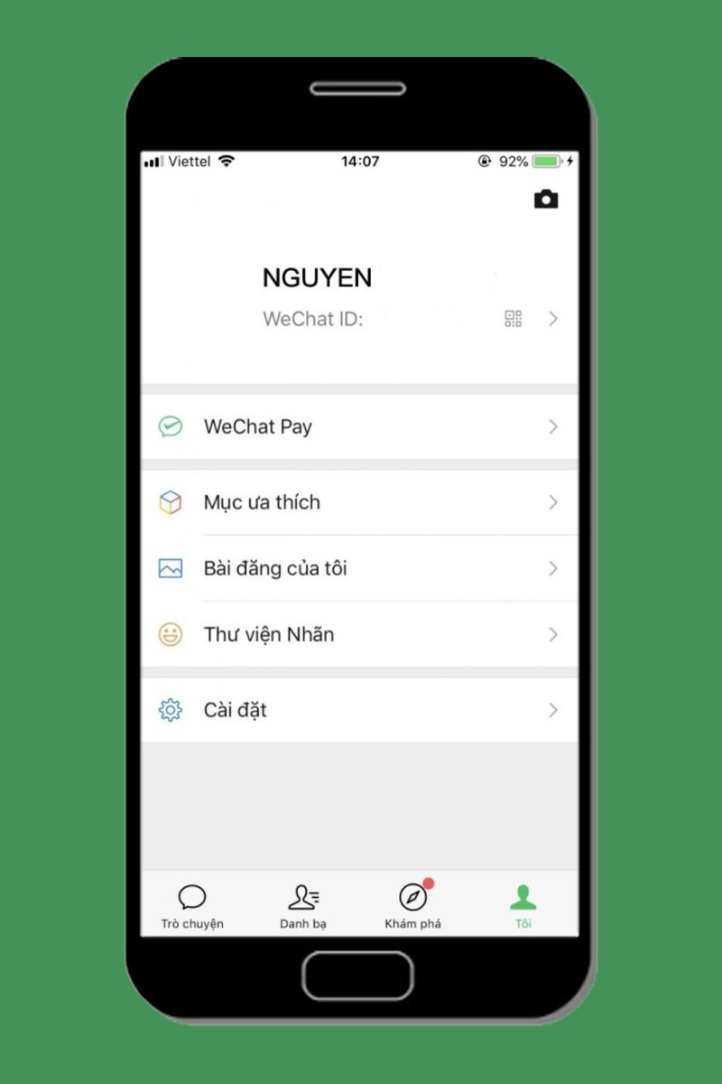 alt=Chọn mục "Tôi" trên ứng dụng WeChat
