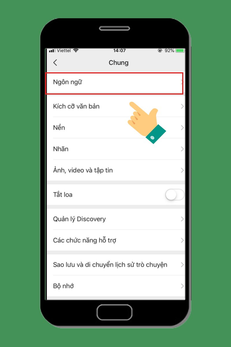 alt=Chọn "Ngôn ngữ" và chuyển sang tiếng Trung