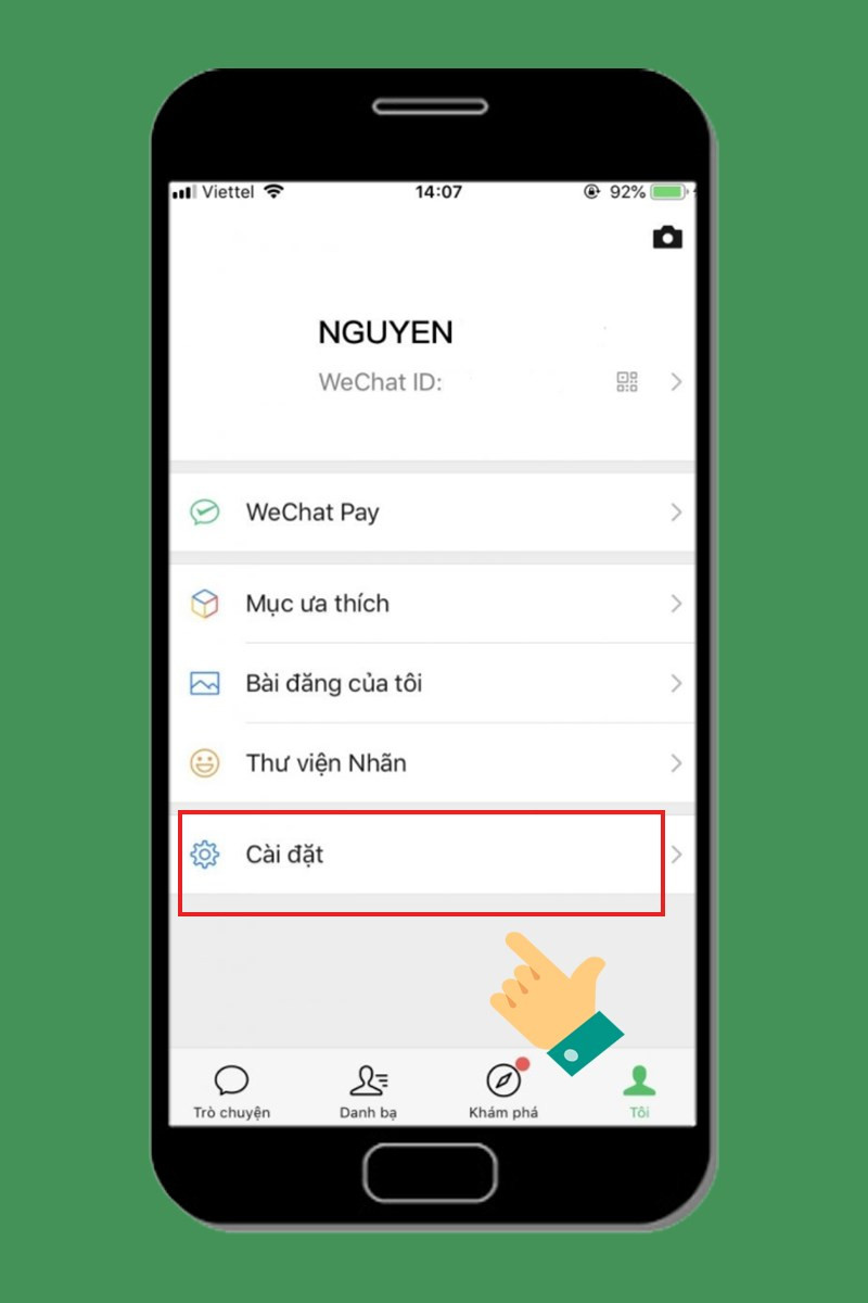 alt=Vào cài đặt trên ứng dụng WeChat