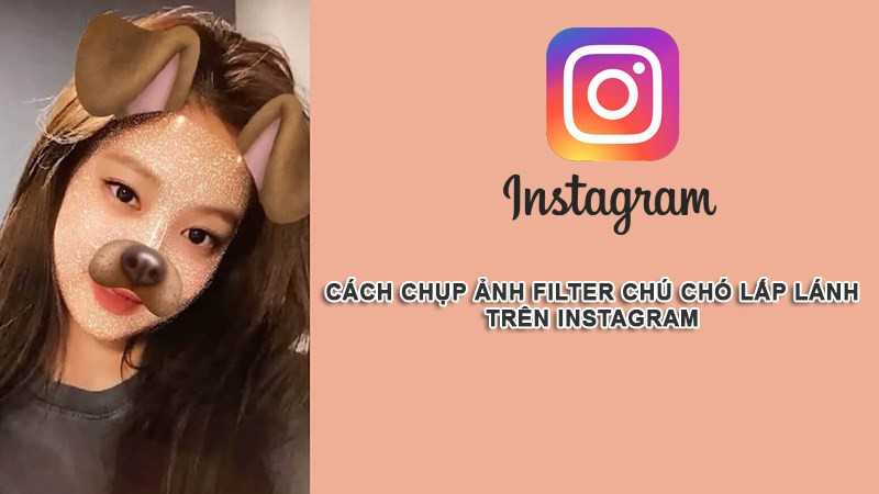 Ảnh chụp màn hình filter chú chó lấp lánh trên Instagram