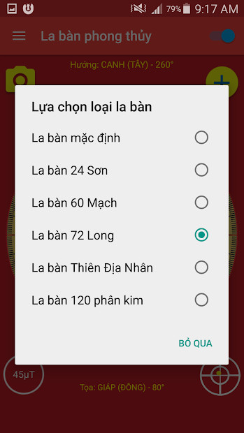 Ảnh chụp màn hình ứng dụng La Bàn Phong Thủy