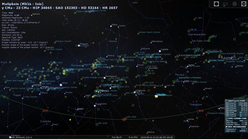 Ảnh minh họa tính năng Stellarium