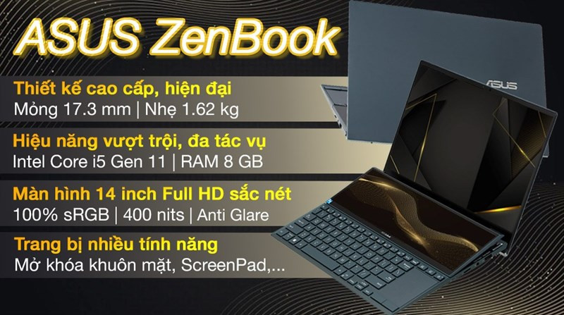 Asus ZenBook Duo UX482EA: Thiết kế sang trọng, hiệu năng mạnh mẽ