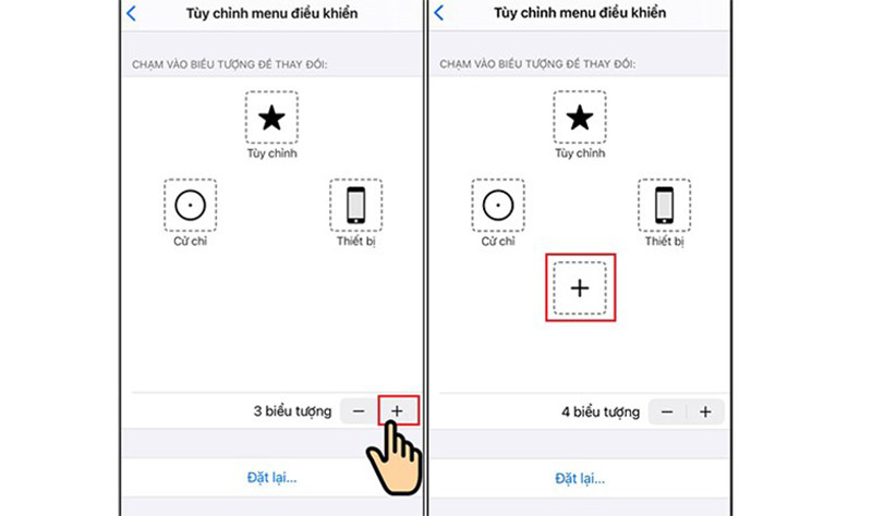 Bấm dấu + bo vuông nét đứt để thêm tính năng