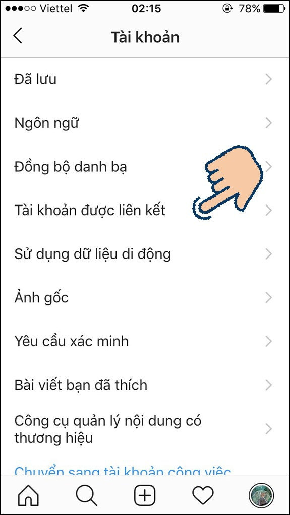 Bạn hãy chọn vào Tài khoản được liên kết