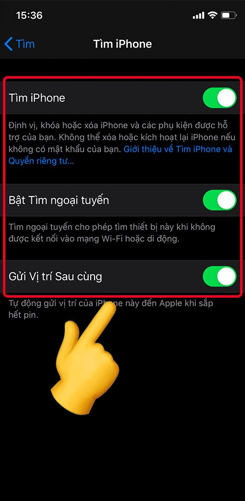 Bật chế độ tìm iPhone