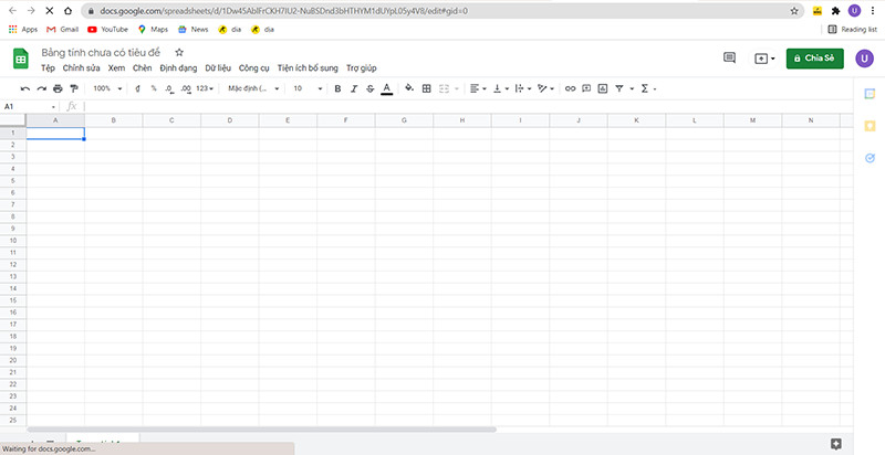 Bắt đầu thao t&aacute;c tr&ecirc;n Google Sheet