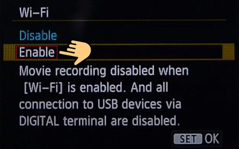 Bật Wifi trên máy ảnh Canon