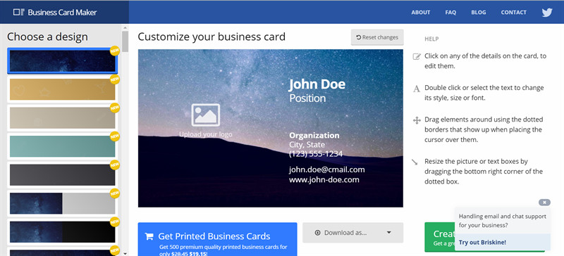 Business Card Maker - Website tự tạo card visit online