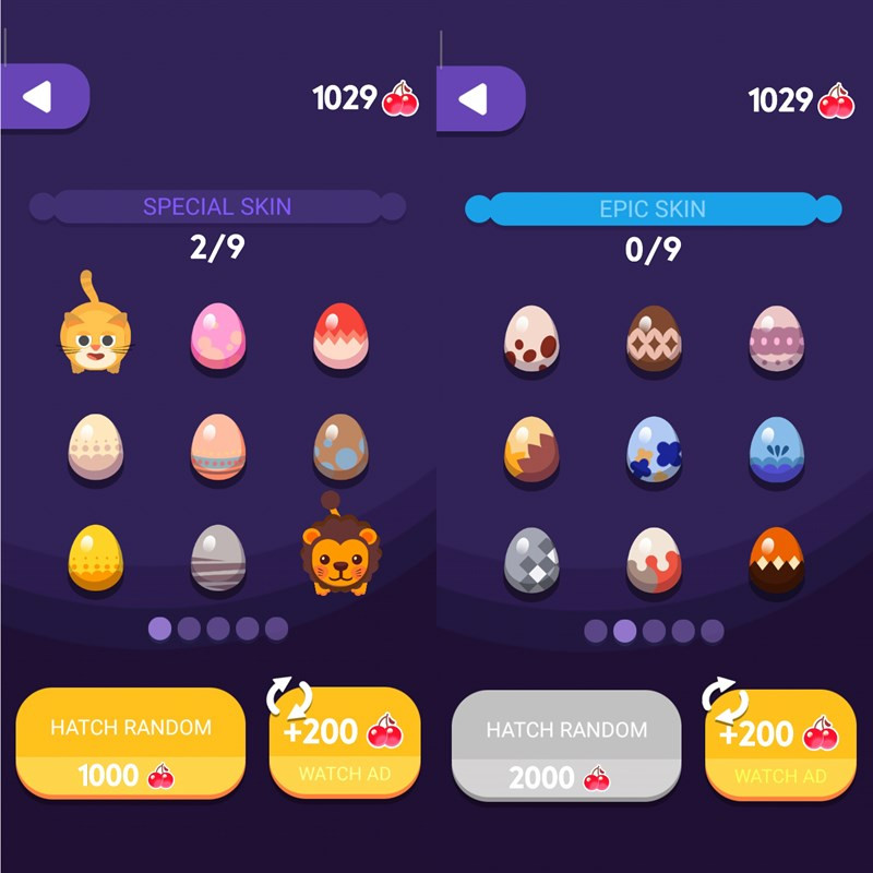 Các loại thú cưng trong Egg Finder