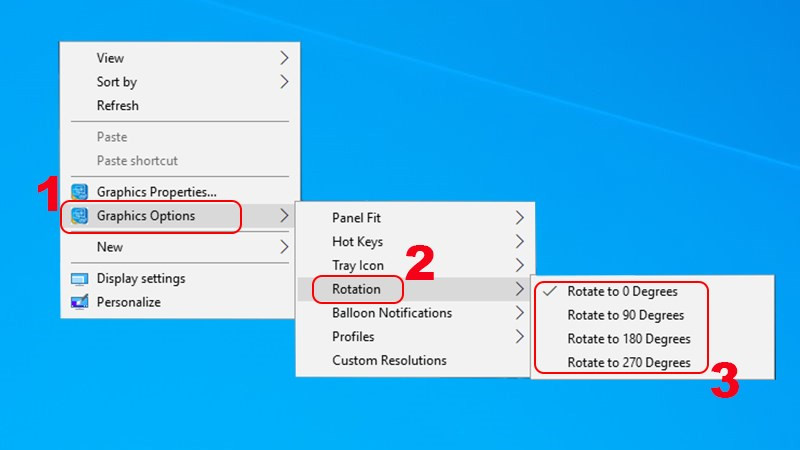 Cách xoay màn hình Win 10 bằng Graphics Options