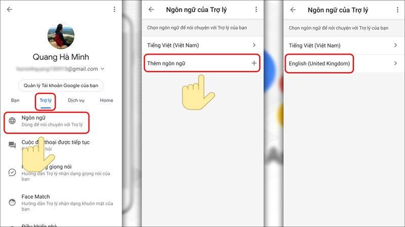 Cài đặt ngôn ngữ cho Google Assistant