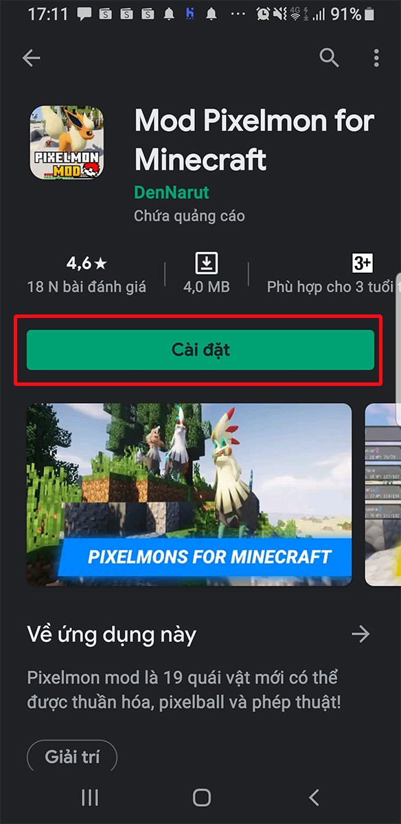 Cài đặt Pixelmon Mod trên CH Play