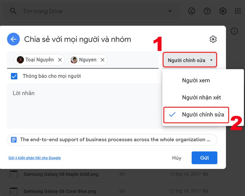 Cài đặt quyền truy cập (Chỉnh sửa, Xem, Nhận xét) trên Google Drive