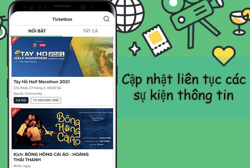 Cập nhật thông tin các sự kiện liên tục