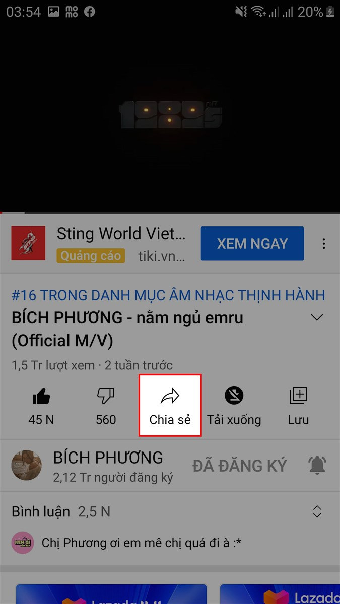 Chia sẻ video YouTube trên Android