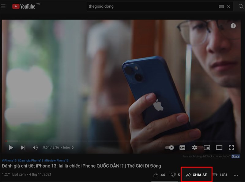 Chia sẻ video YouTube trên máy tính