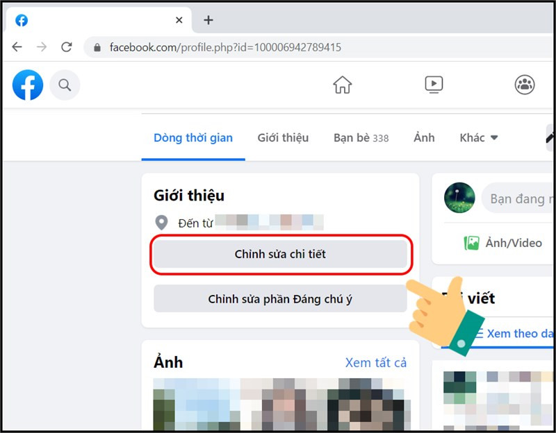 Chỉnh sửa chi tiết trên Facebook máy tính