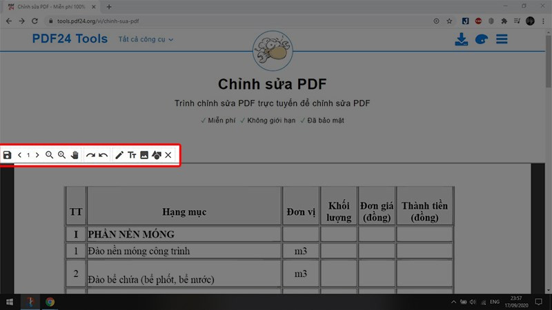 Chỉnh sửa PDF với PDF24 Tools