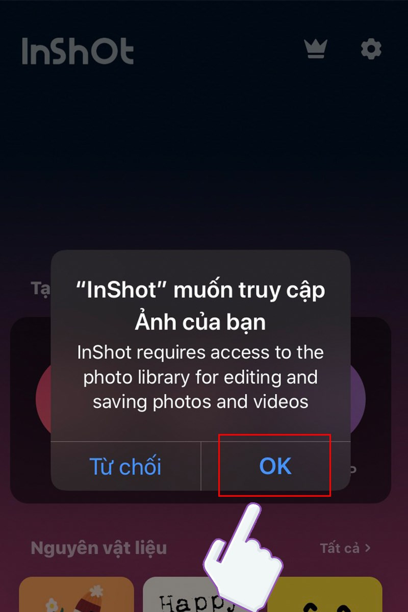 Cho phép InShot truy cập ảnh