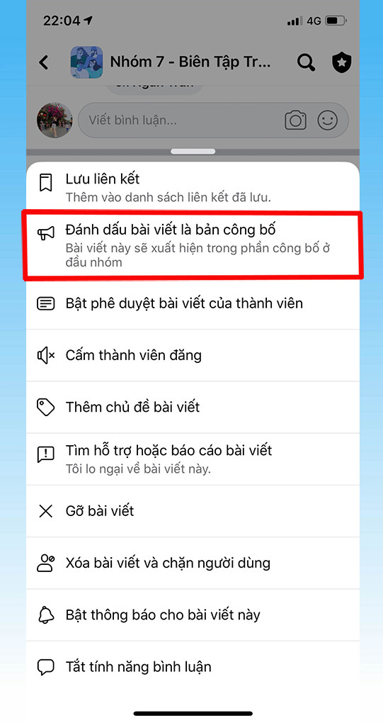 Chọn biểu tượng ba chấm và Đánh dấu bài viết là bản công bố