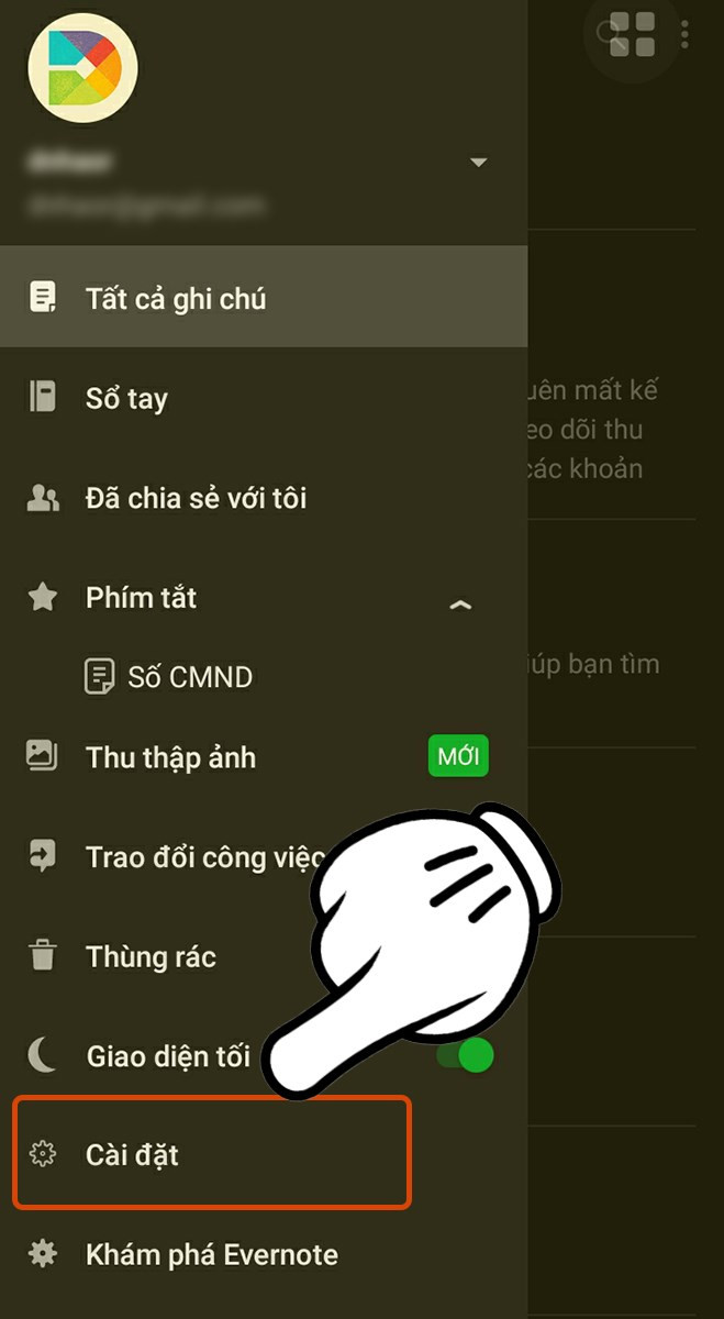 Chọn Cài đặt