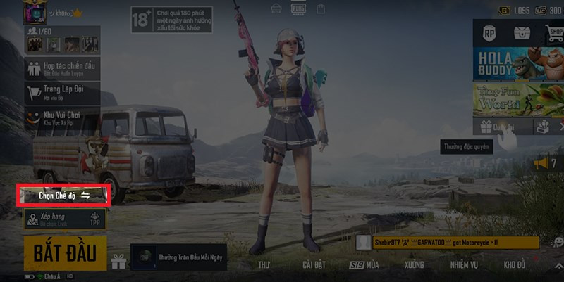 Chọn chế độ chơi PUBG Mobile