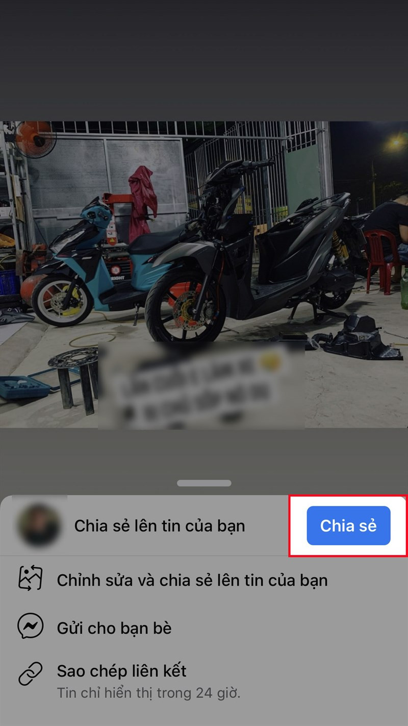 Chọn Chia sẻ để chia sẻ ngay lập tức